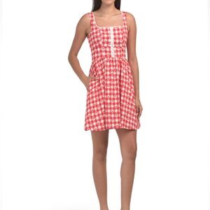 AVEC LES FILLES Gingham With Cherries Mini Dress- 8